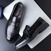 2025 Leather Shoes Men's Dress Business One Pedal Loafers Lazy Feet British Casual Leather Shoes Black Wedding