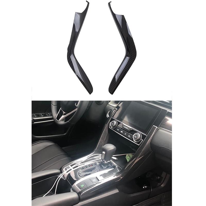 Carbon Fiber Gear Shift Panel Cover Trim For Honda Civic 10th 2016 2017 2018