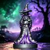 Witch Figurine Statue for Halloween - Resin Home Decor Desktop Ornament, Spooky Gothic Table Decorations for Festival
