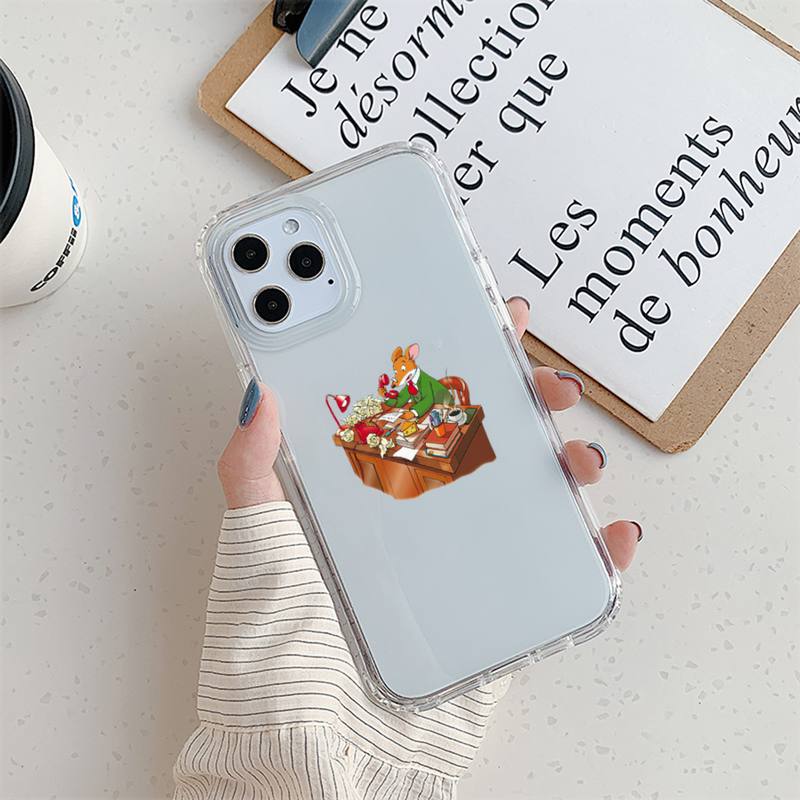 Geronimo Stiton Kreskówkowe Etui na Telefon Dla iPhone 11 12 Mini 13 14 Pro XS Max X 8 7 6s Plus 5 SE XR Przezroczysta Obudowa