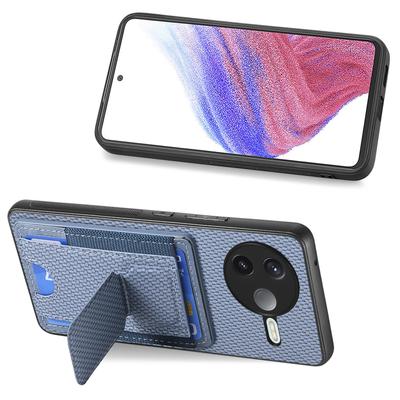 For Xiaomi Poco F7 Pro 5G/Xiaomi Redmi K80 5G Case with Card Holder Kickstand Fiber Pattern Leather Back Cover