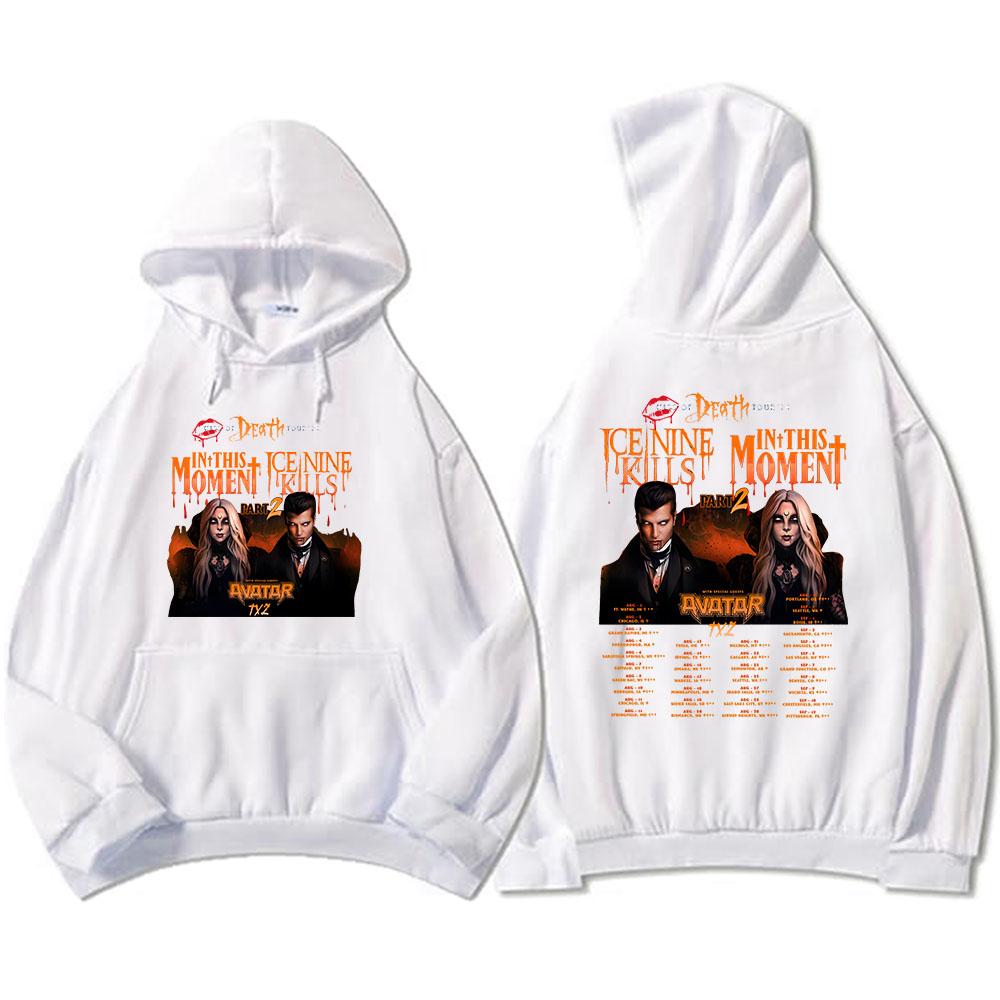 

Толстовки Kiss of Death Tour 2024 Rock Band Sweatshirt In This Moment Hip Hop Pullovers Men/Women Clothing Graphic XS белый