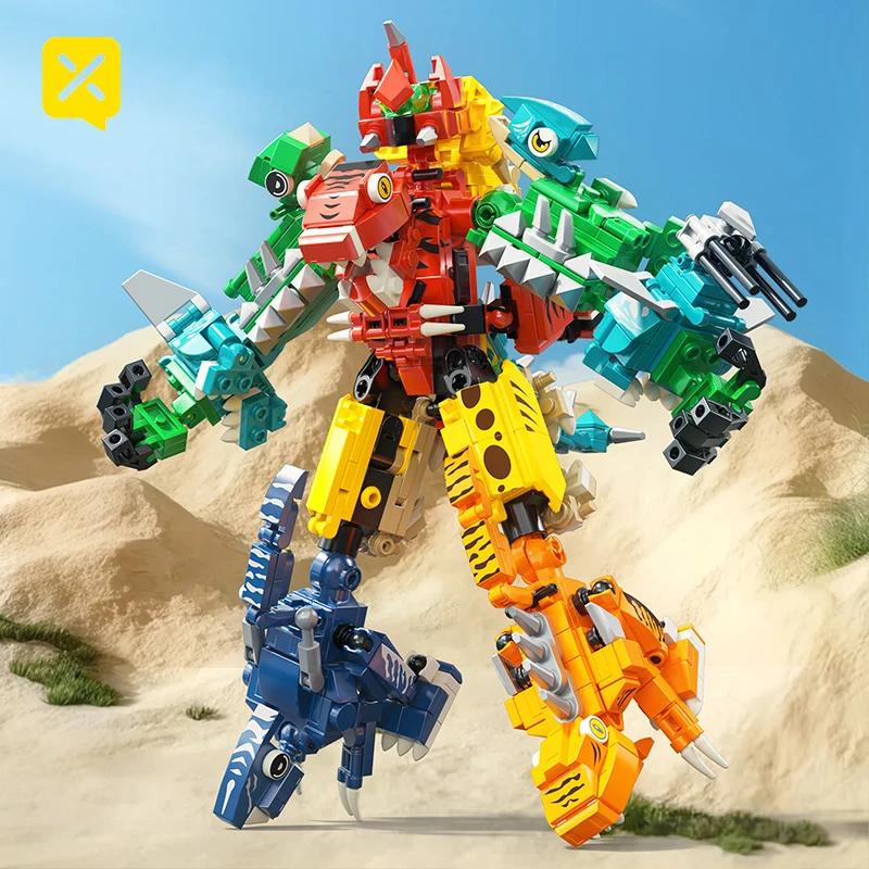 TOYLINX Dinosaur Building Blocks 691PCS Brick Toy 6 in 1 Education DIY Toys Robot for Children Kids Boy Birthday Christmas Gifts