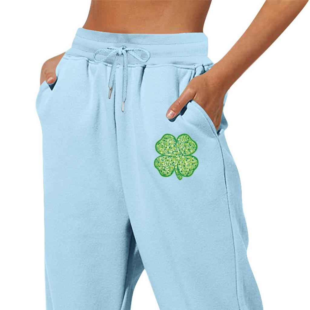 Spring And  Solid Color Printed Fashion Women's Casual Pocket Drawstring Pants