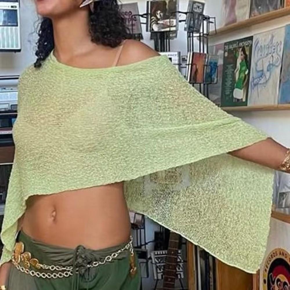 Off Shoulder Women Knit Cover-up Irregular Cardigan New Sunscreen Shawl  Summer
