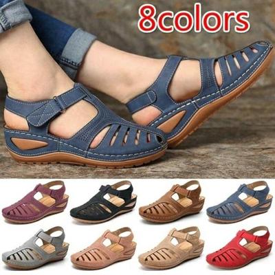 Woman Sandals Summer Vintage Wedge Sandals Casual Cutout Loophole Women Shoes Female Ladies Platform Retro Sandalias Plus Size