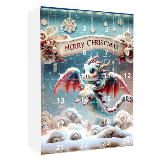 Christmas Countdown Calendar 24 Acrylic Dragon Pendant Set Xmas Gift Box Indoor/Outdoor Hanging Decoration