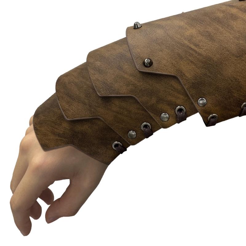 4-lagige Ritter-Handschuhe Mittelalterliche Armschienen Renaissance-Kostüm PU-Armschienen