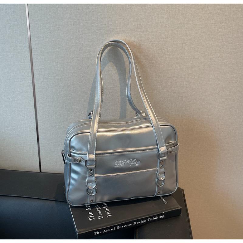 

Простая и универсальная сумка, модная наплечная сумка-подмышка, новая весенне-летняя сумка-тоут большой вместимости серебряный