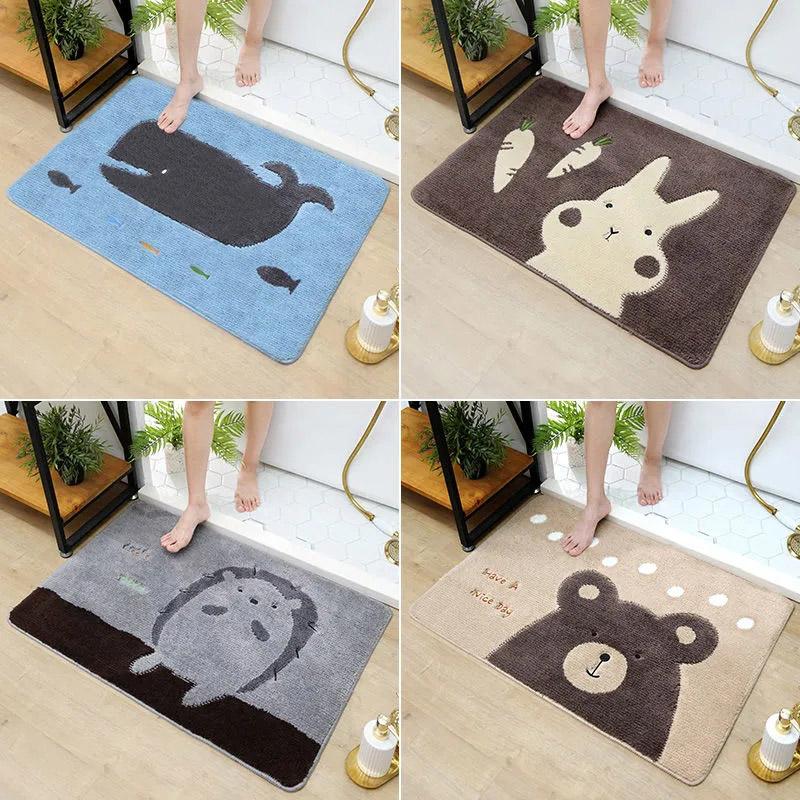 Cartoon Bathroom Floor Mat Anti-slip Mat Door Mat Bedroom Entry Door Home Welcome Mat Carpet Absorbent Foot Mat Washable Kids Rugs