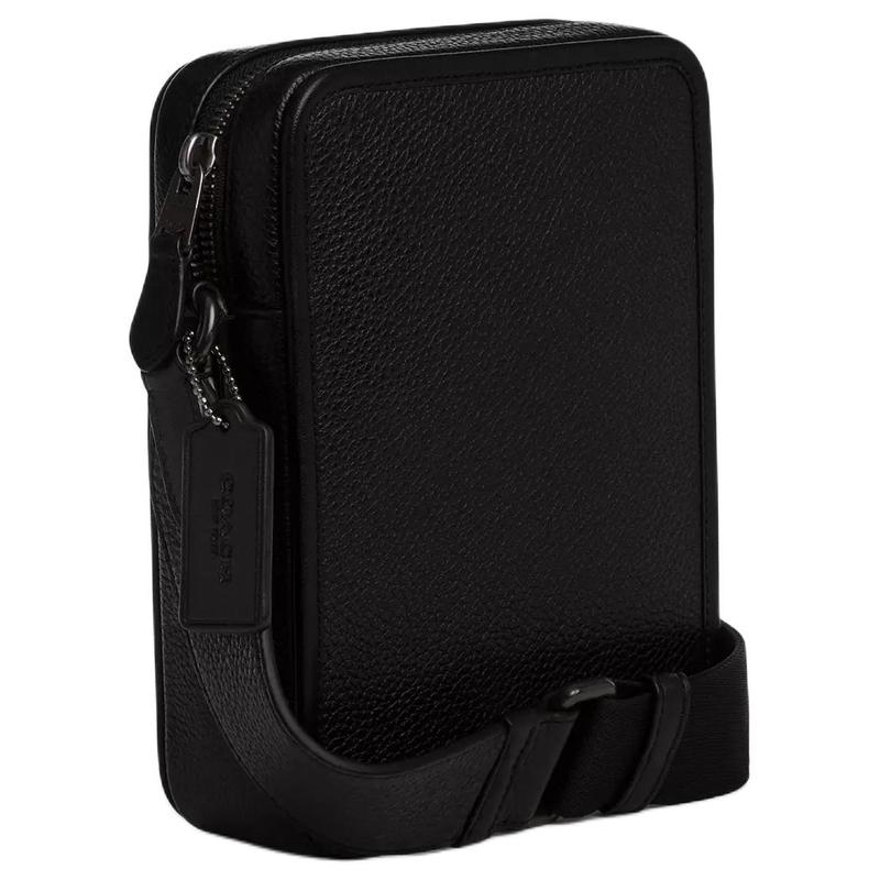 COACH Sullivan 16 Logo Embossed Smooth Calfskin Crossbody Shoulder Bag Small Men's Black