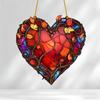 2D Flat Vibrant Acrylic Red Heart Decoration Sign, Stained Glass Style Design, Suitable for wall decoration, porch, room, villa, accents Home, Hallway