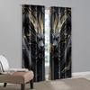 2pcs   Light Filtering Curtains  print Vintage Dragon Totem Black and Golden Versatile Durable Polyester (without rod) Stuff