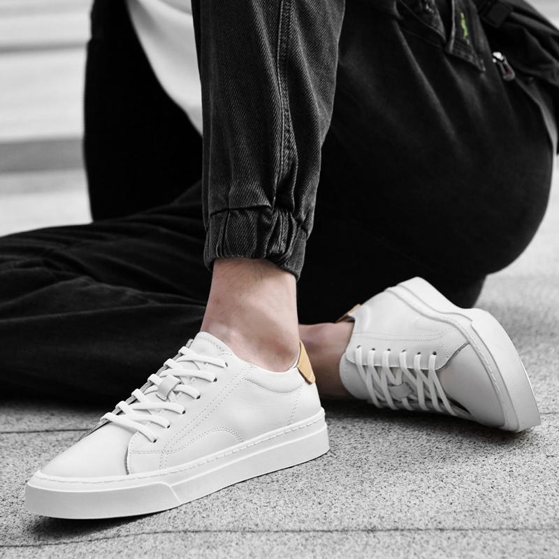 Mens Shoes Luxury Genuine Leather High-quality Tenis Casual White Sneakers For Men Comfortable Handmade Trend Outdoor Shoes Man