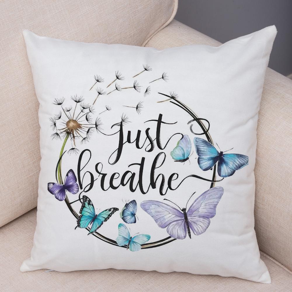 Faith Hope Love Pillowcase Double Print Hummingbird Dandelion Cushion Cover Soft Plush Enjoy Little Things Pillowcase for Sofa