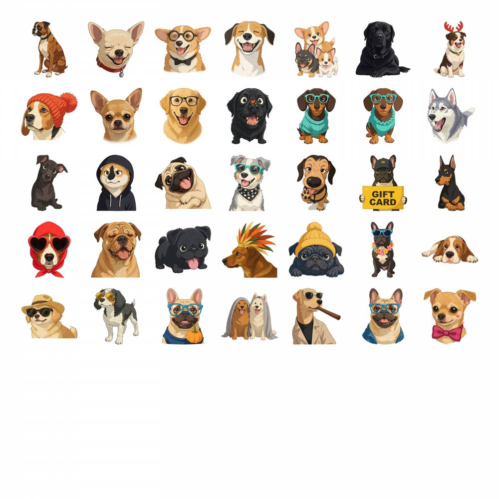 35pcs Cute Dogs Stickers Cartoon Pets Funny Stickers DIY Stickers For Laptop Motorcycle Luggage Phone Guitar Laptop Helmet