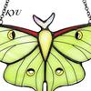 Green Insect Window Hanging Stained Glass Style Hanging, Acrylic Moth Suncatcher, Decorative Pendant with Transparent Art Metal Chain, Ornament