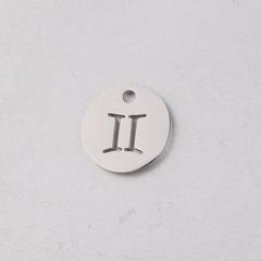 B4838 12mm Zodiac Style Charm 14k Gold Plated Stainless Steel Charm logo Custom Pendant for Jewelry Diy