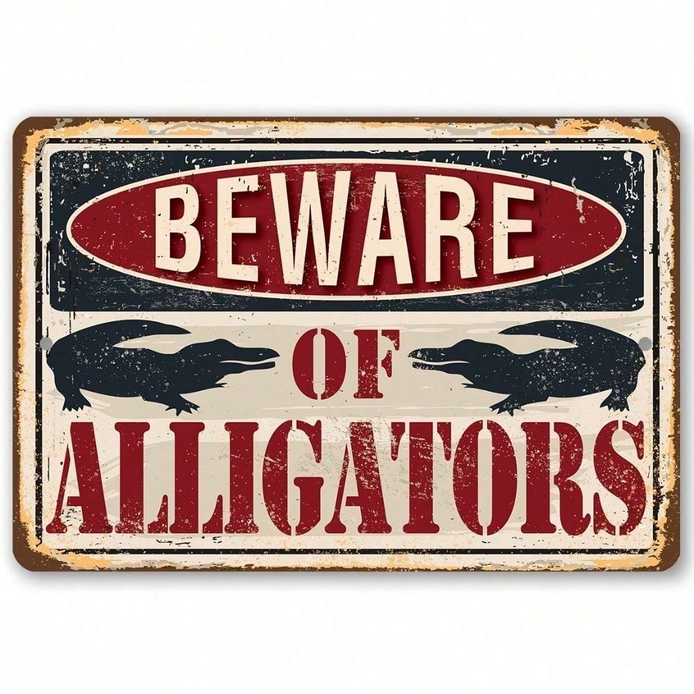 

Metal Poster Wall Decor Beware of Alligator Sign Aluminum Plaque for Garden