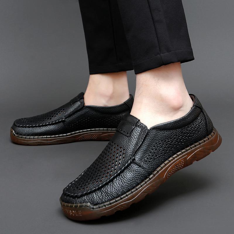 Модные мужские лоферы Повседневные кожаные слипоны Дышащая обувь Мужская Рабочая Офисная — фото 3