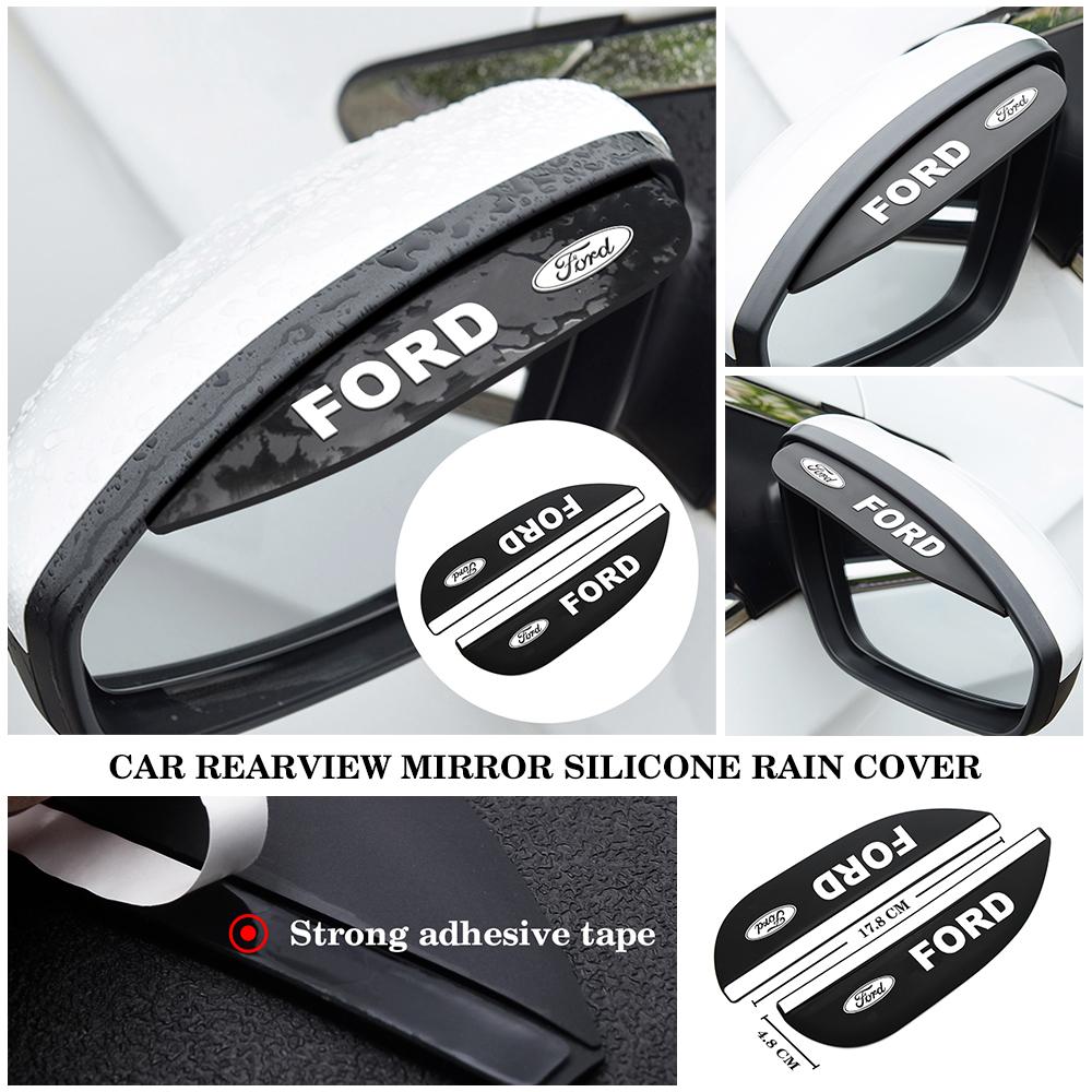 AAAMI1 For Ford F150 Explorer Ranger All Models 2pcs Car Sun Visor Shield Universal Fit Anti Glare Rain Eyebrow Sticker Rearview Mirror
