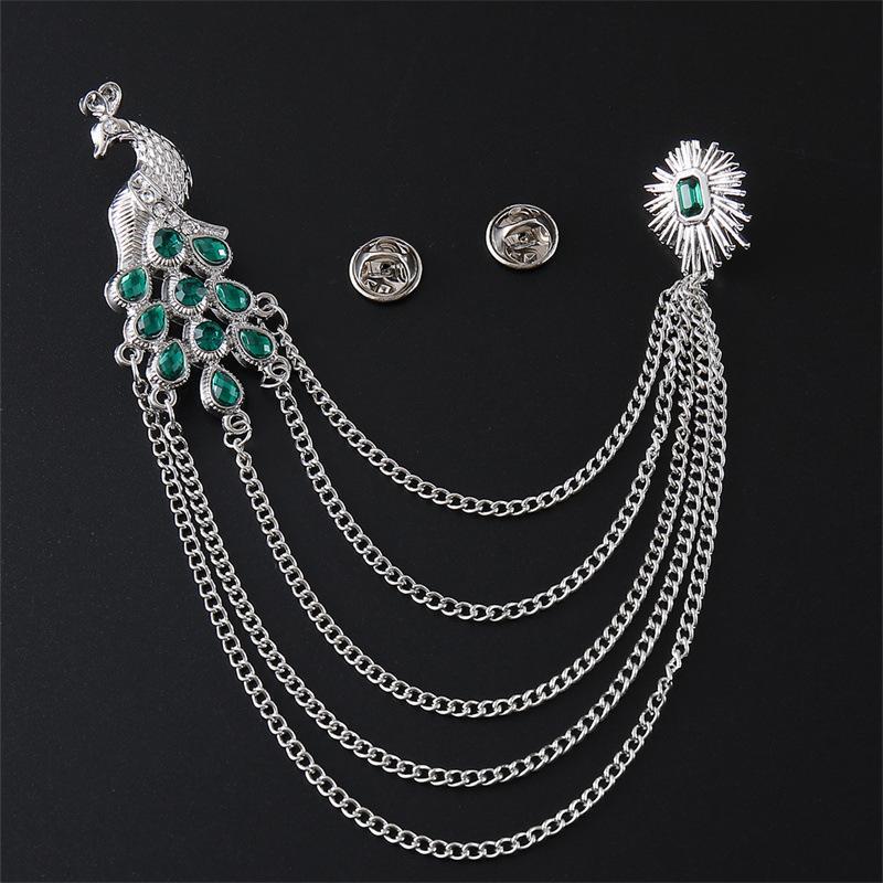 Alloy Peacock  Tassel Ceremony Banquet Corsage  Jewelry Clothing Accessory Vintage Brooch Men Women Brooch