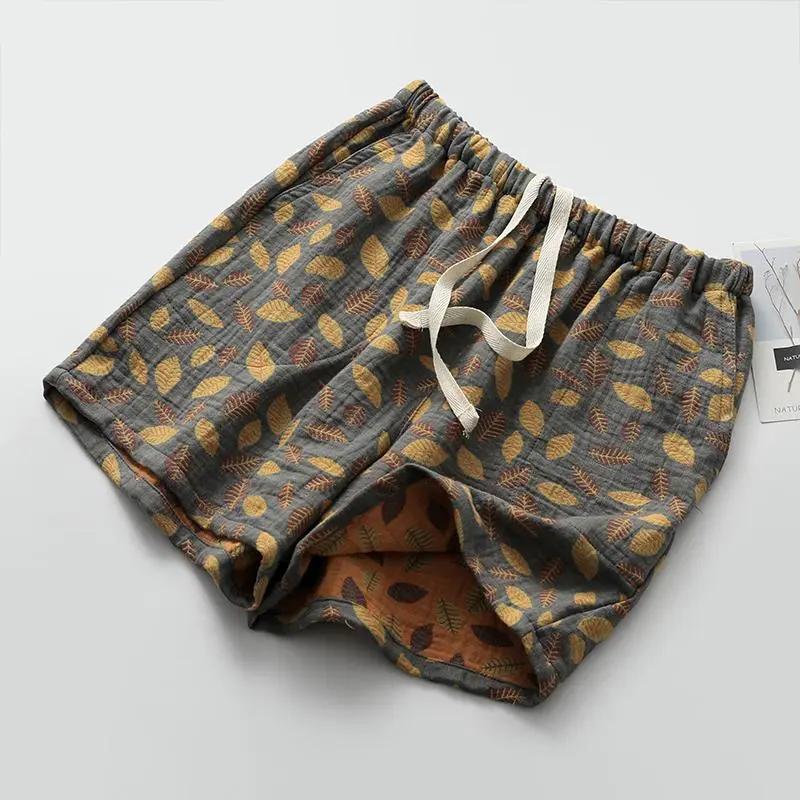 Pantalones Cortos Mujer Algodón Verano Versátil Vintage Sueltos Talla Grande Casual Pantalones de Pierna Ancha Shorts