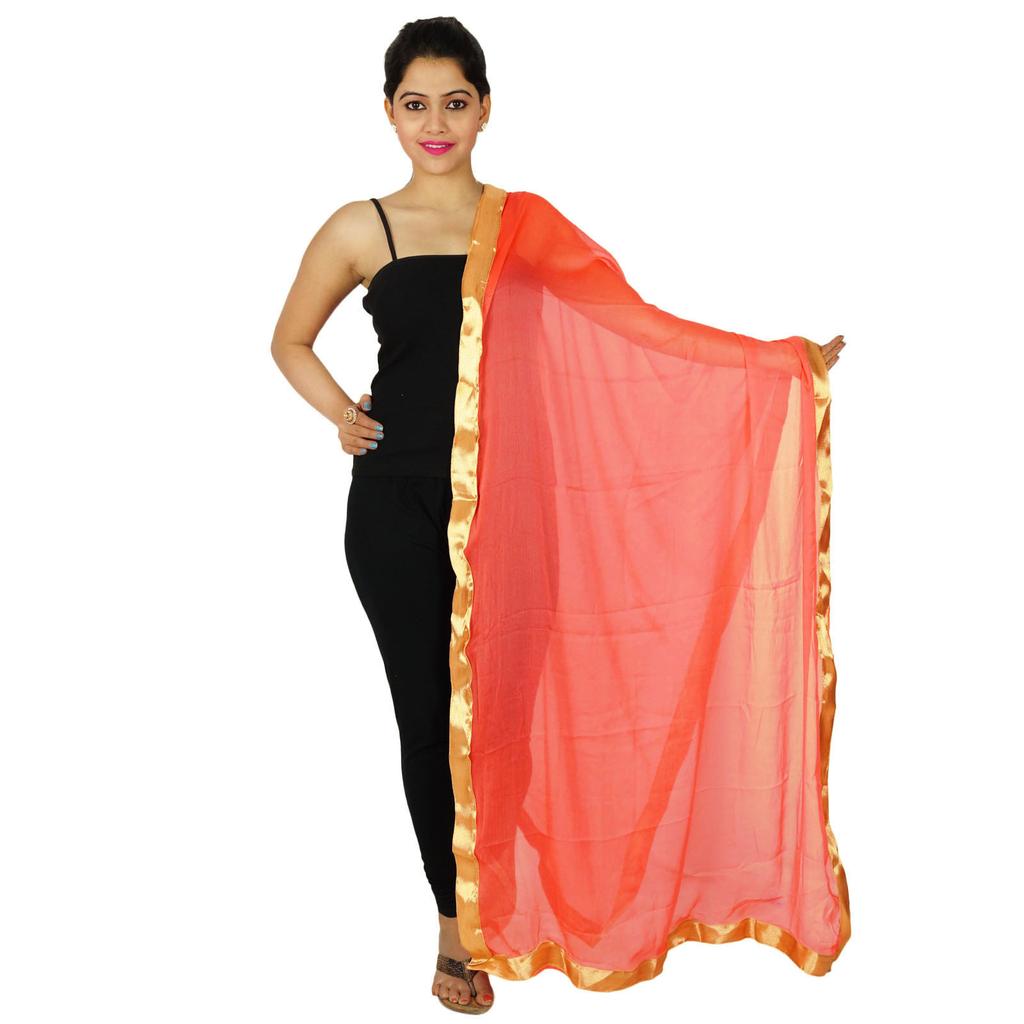 Women Wear Chiffon Blend Dupatta Neck Wrap Long Stole Indian Scarves Chunni