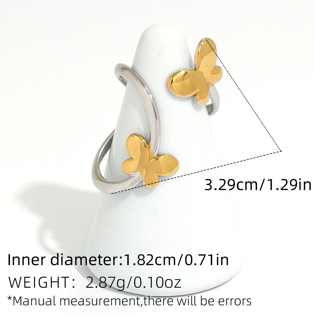 

Exquisite Butterfly Design Stainless Steel Open Ring Stacked Irregular Ring Women s Accessories Party Festival Accessories