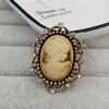 Crystal Rhinestones Cameo Vintage Brooches for Women Queen's Cameo Beauty Head Brooch Pin Clothing Accessories Girls Gifts