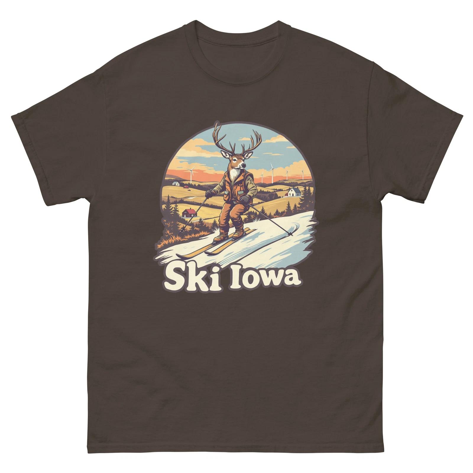 Ski Iowa Deer Shirt, Unique Skiing Animal Tee, Unisex classic tee S