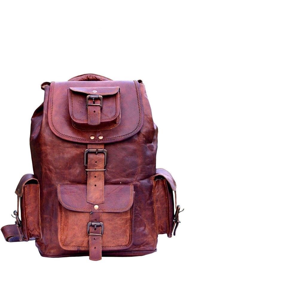 New Large Genuine Leather Back Pack Rucksack Travel Bag For Men's and Women's