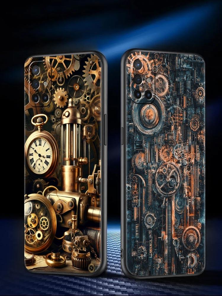 Mechanical Gear Pattern Phone Case For Oneplus 13R 13 12R 11 10T 10R Nord N100 N200 N10 10 9 9R 9RT CE 3 2 Z Pro Soft TPU Cover