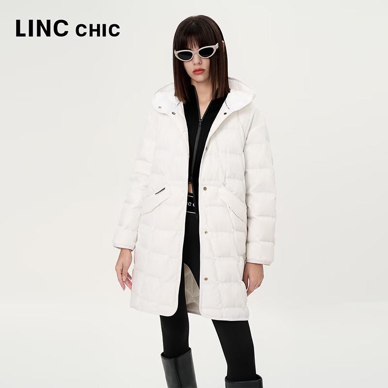Jinyujie Women s Lightweight 90% Duck Down Hooded Mid-length Jacket S