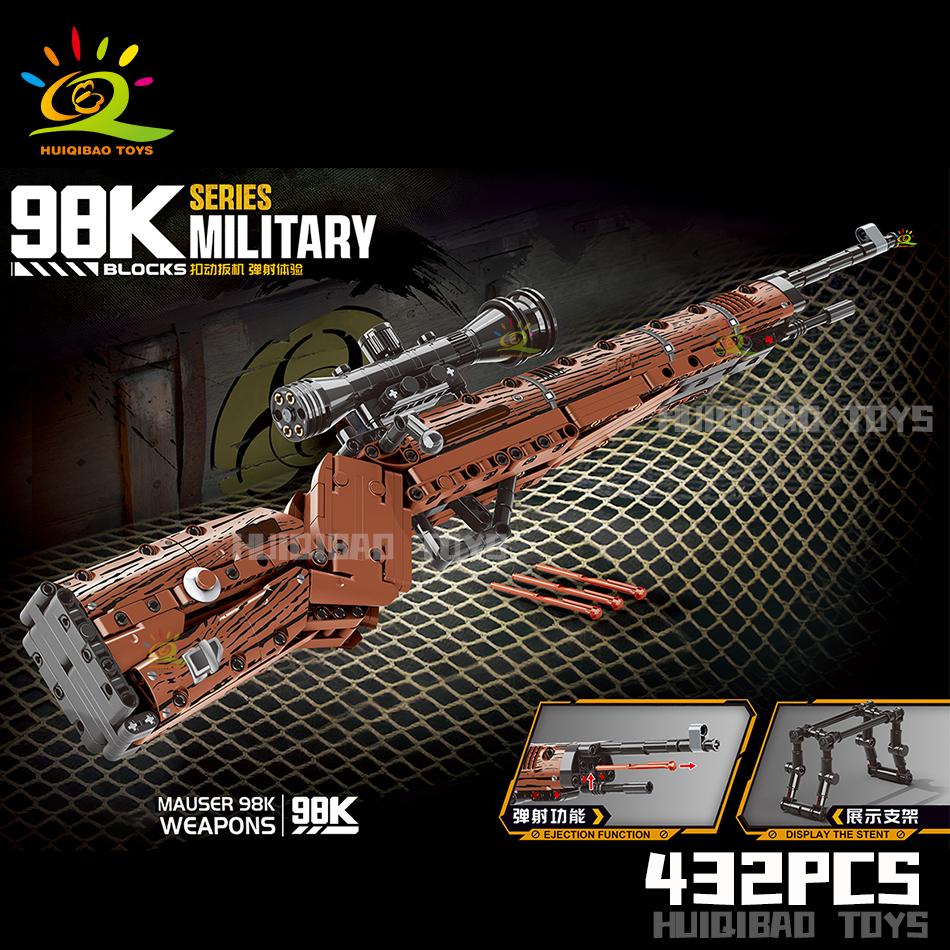 Non-Toxic 98K Ak47 Assault Rifle Model Building Blocks Military Army Weapon Pistol Building Block Imitation Gun Brick Toy For Kid