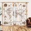 2 Panels Retro Nautical Map Pattern Window Curtains   Half Blackout Suitable for Artistic Home Decorative Curtains