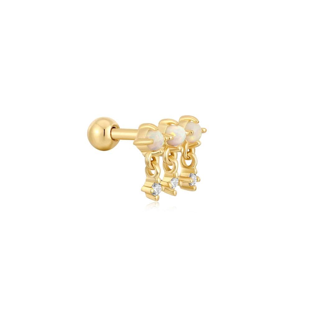 [October Birthstone] Opal 925 Silver One-Sided Piercing E047-04G