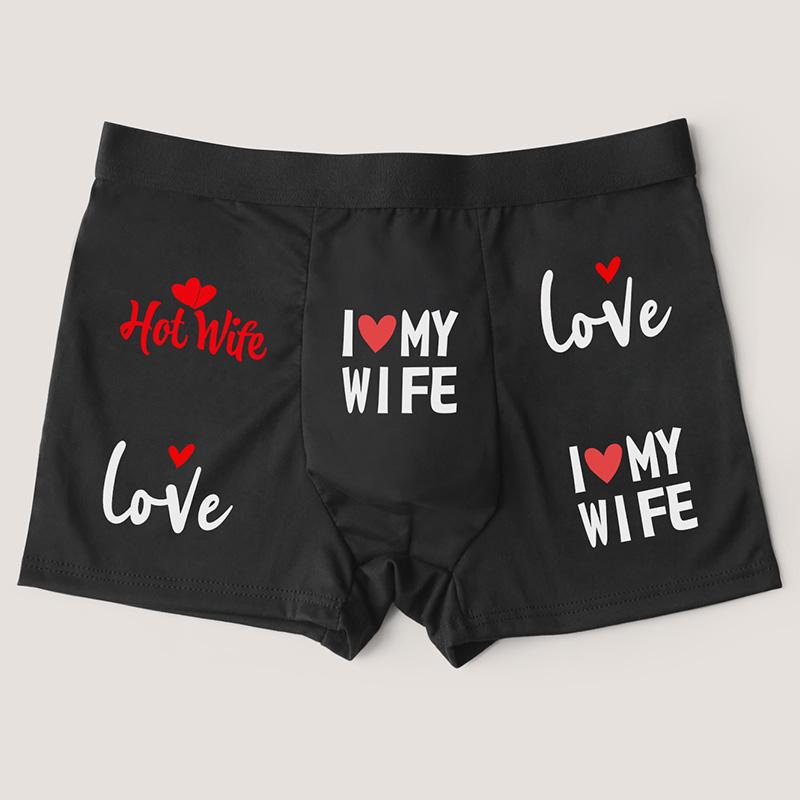 Varsbaby Herren Ich liebe meine Frau Aufdruck Lustiges Muster Unterwäsche