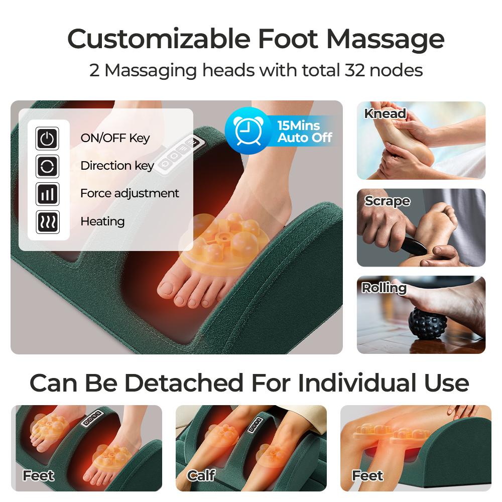 Electric Massage Cushion Shoulder Neck/Back Hip Massager Memory Foam 155×50×3cm Heating Function