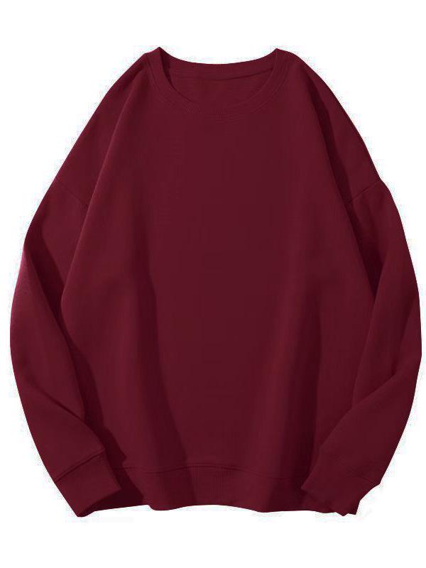 2024 Autumn/Winter Women's Round Neck Loose Plain Long Sleeve Hoodie