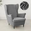 Nordic Solid Color Wing Chair Cover Velvet Stretch Armchair Covers Removable Relax Sofa Slipcovers with Seat Cushion Slipcover