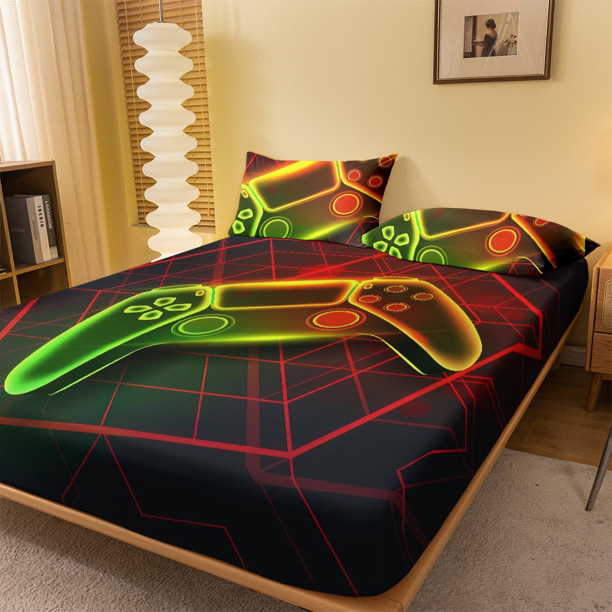 

1 Simple Modern Game Handle Digital Printed Frosted Fitted Sheet,bedroom Printed Bed Cover,bedding(No Pillowcase) 71x132cm
