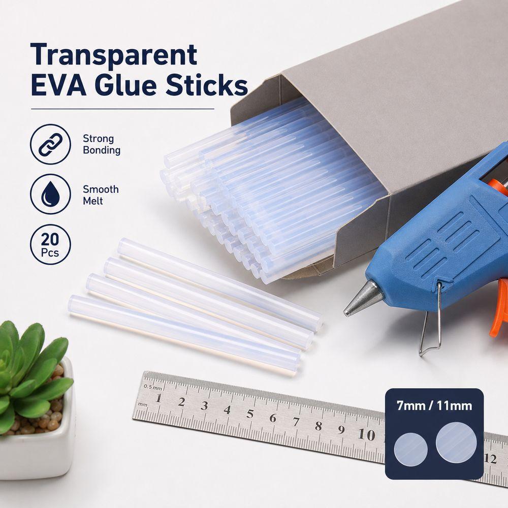 20Pcs Strong Adhesion Hot Melt Glue Sticks Transparent Adhesive Glue Rods  Home Repair