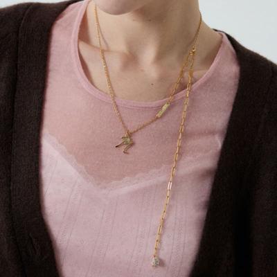 MERRYMOTIVE Holy Twinkle Initial Gold Chain Necklace