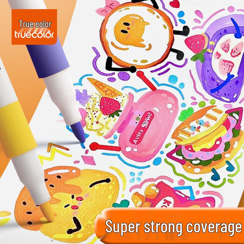 True Color Quick-Drying Waterproof Acrylic Marker for Kids - Opaque Hand-Painted Graffiti & Art Drawing Pen.