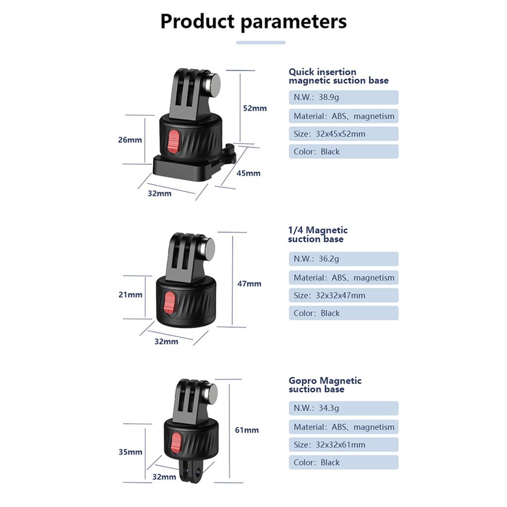 Magnetic Suction Adapter Tripod Adapter Quick Release Base Mount Action Screws Free with Quick Plug Magnetic Base+
