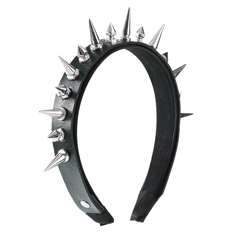 Edgy Spiked PU Headbands Unisex Punk Rock Hair Accessory For Concerts Daily Outfits