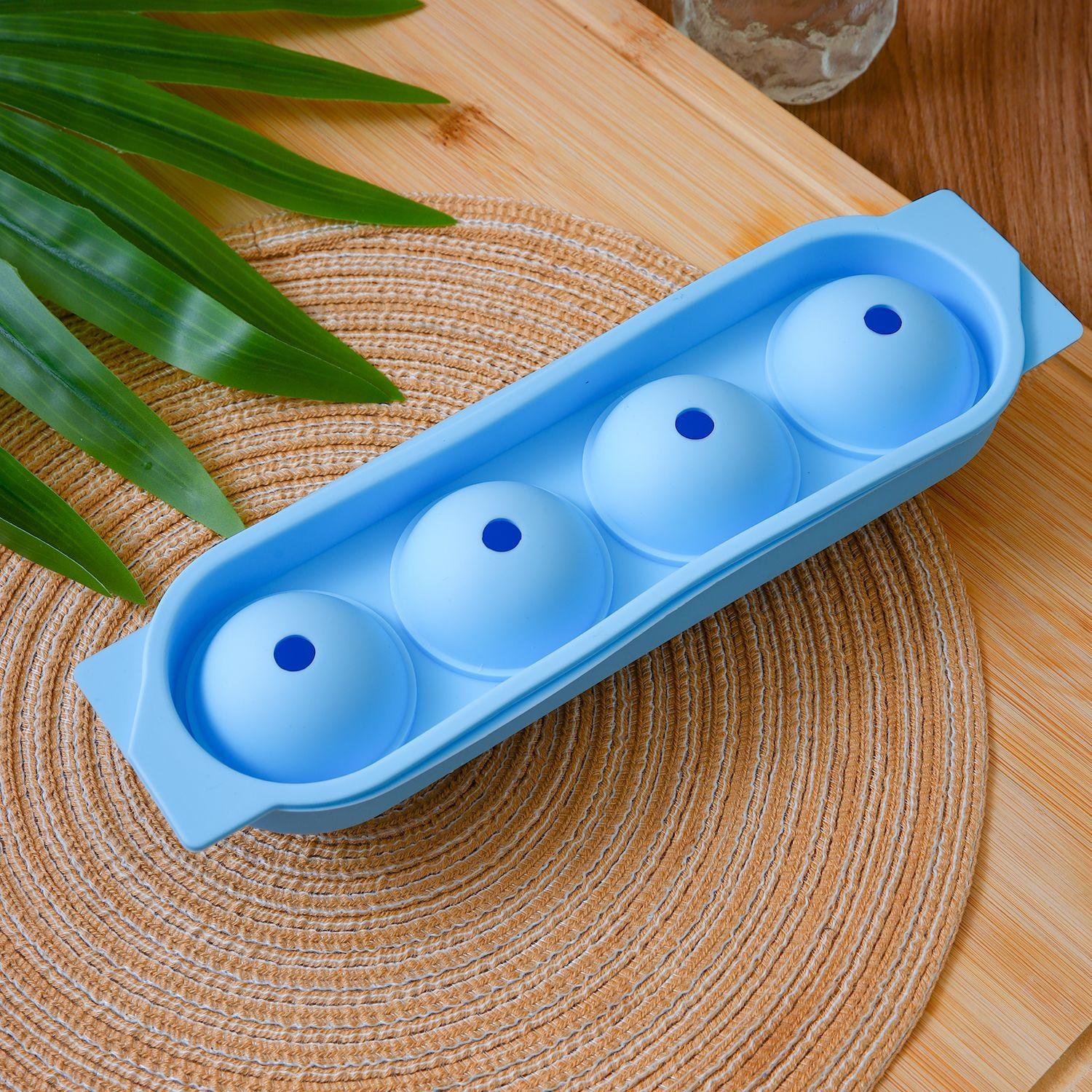 

1 шт., силиконовая форма для ледяного шара с крышкой, круглый шар, ледяной шар, 4 отделения, коробка для льда, силиконовая легкосъемная форма, четыре кубика льда, коробка для хранения льда синий