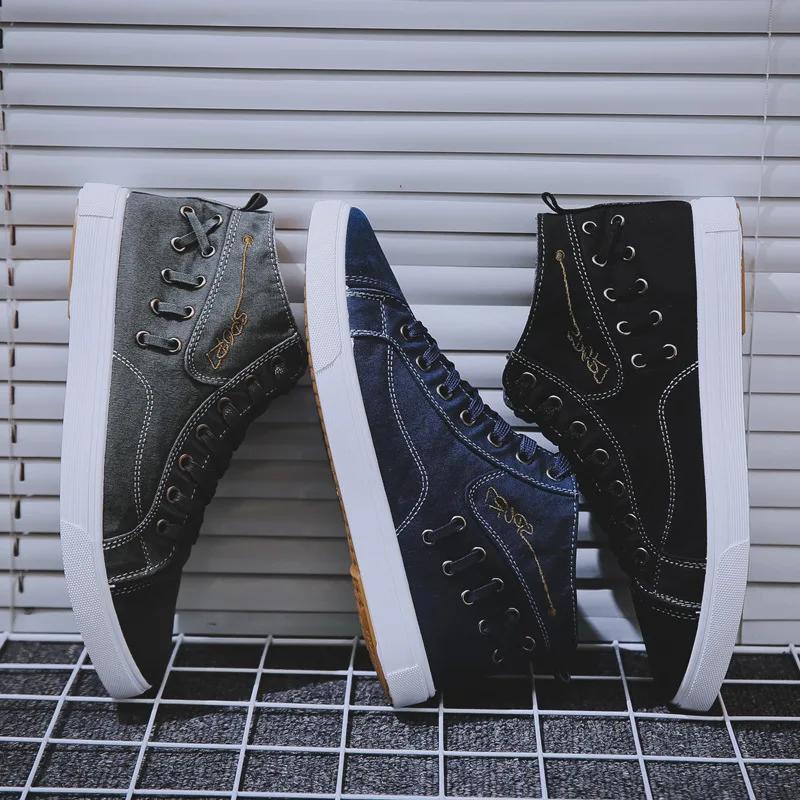 Canvas Shoes for Men 2024  New Men's Casual Shoes High Top Vulacnized Shoes Male Flats Lace-up Sneakers Zapatos Hombre for Male