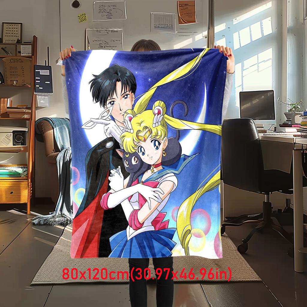 Japanese anime cute cartoon theme Sailor Moon Tsukino Usagi blanket suitable for home beds, sofa covers, office nap, outdoor warm blankets O7